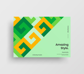 Creative business presentation vector A4 horizontal orientation front page mock up. Modern corporate report cover abstract geometric illustration design layout. Company identity brochure template.