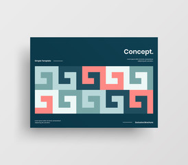 Creative business presentation vector A4 horizontal orientation front page mock up. Modern corporate report cover abstract geometric illustration design layout. Company identity brochure template.