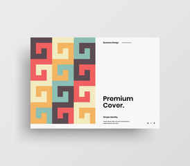 Creative business presentation vector A4 horizontal orientation front page mock up. Modern corporate report cover abstract geometric illustration design layout. Company identity brochure template.