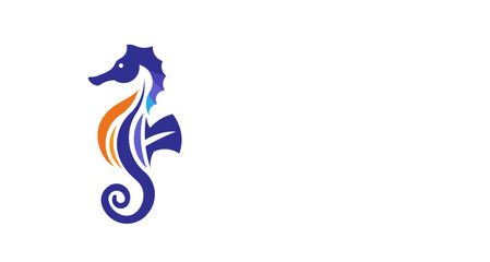 Sea Horse creative vector illustration,Sea animal color icons in trendy flat style © krustovin