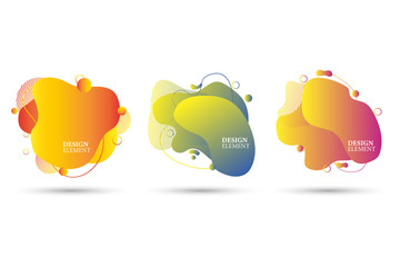 A set of abstract modern graphic elements. Dynamic color shapes and lines. Gradient abstract banners with smooth liquid shapes. Template for logo, flyer, or presentation design. 