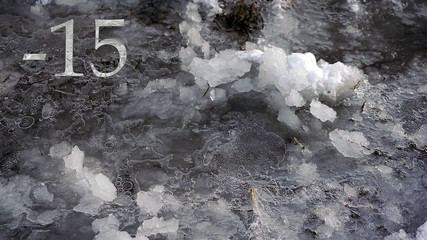 Falling air temperatures in winter, air temperatures below zero,