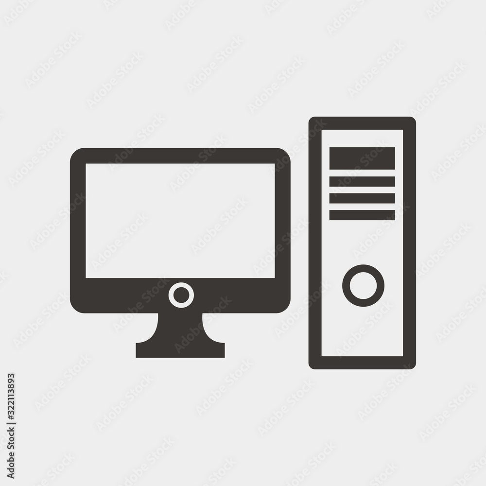 Poster desktop computer icon vector illustration and symbol for website and graphic design