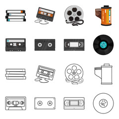 Isolated object of equipment and device sign. Set of equipment and player stock symbol for web.