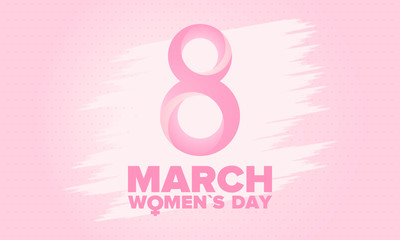 Happy Women’s Day. International holiday of female solidarity, which is celebrated on March 8. Women's rights, girl power. Female sign. Poster, card, banner and background. Vector illustration