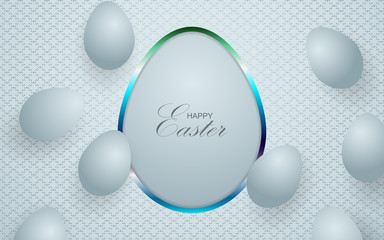 Realistic silver eggs shapes on white background. Vector design can use for element cover, banner, invitation, card event happy Easter