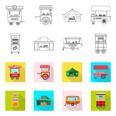 Vector illustration of market and exterior logo. Collection of market and food stock symbol for web.