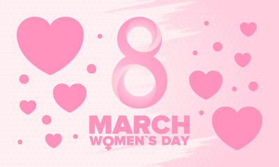 Happy Women’s Day. International holiday of female solidarity, which is celebrated on March 8. Women's rights, girl power. Female sign. Poster, card, banner and background. Vector illustration