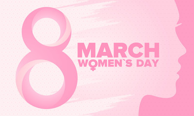 Happy Women’s Day. International holiday of female solidarity, which is celebrated on March 8. Women's rights, girl power. Female sign. Poster, card, banner and background. Vector illustration