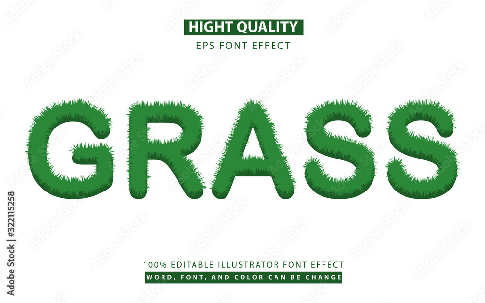 Poster green grass effect text style design concept with editable for change color, font and word. can use 