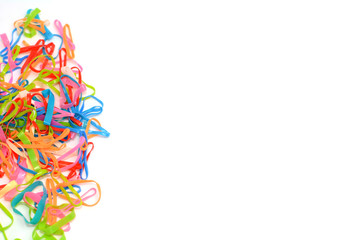 colorful elastic band on white background.