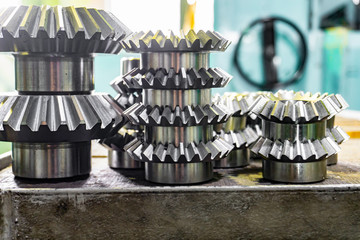 Bevel gears after manufacturing on a gear-cutting machine, for production in mechanical engineering.