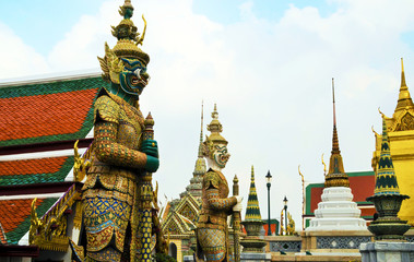 Wat Phra Kaew, Temple of the Emerald Buddha, in Bangkok, Thailand.