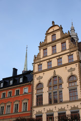 House facades in old town of Stockholm, Sweden