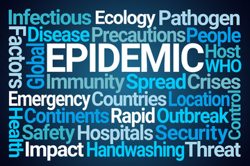 Epidemic Word Cloud on Blue Background