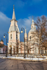 View of St. Andrew's Cathedral on Vasilievsky Island. Saint-Petersburg. Russia