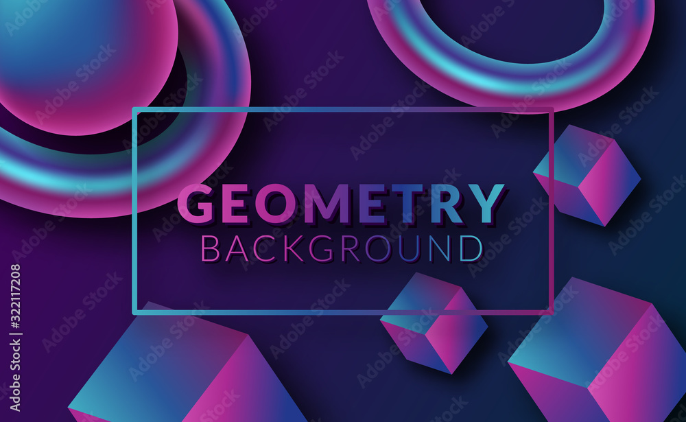 Poster modern abstract 3d geometric background with futuristic neon gradient color