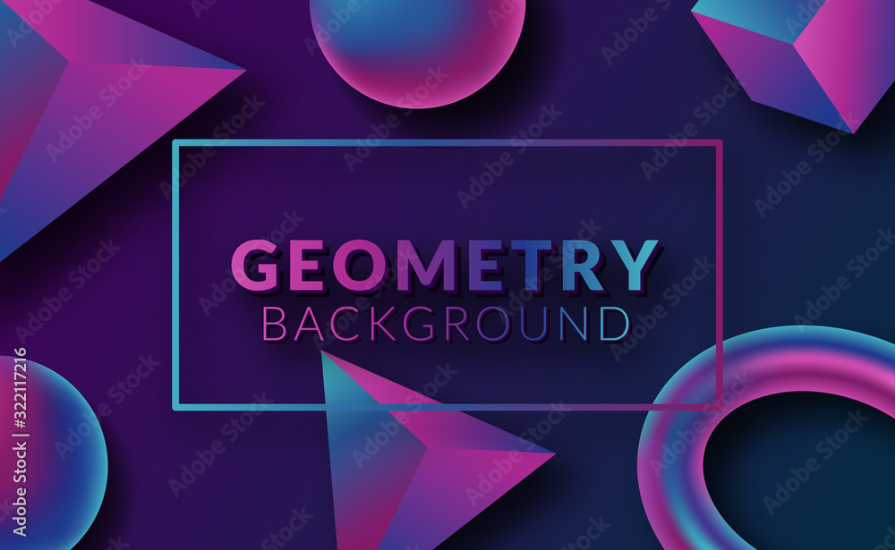 Poster modern abstract 3d geometric background with futuristic neon gradient color for business banner temp