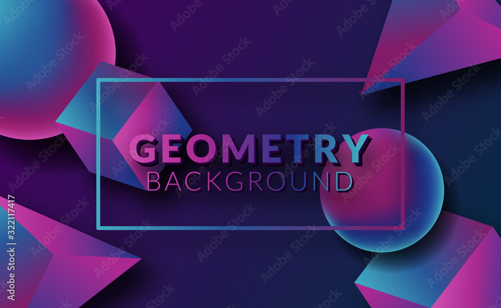 Poster modern abstract 3d geometric background with futuristic neon gradient color for business banner temp
