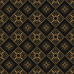 Golden oriental pattern design on dark background. Royal pattern design in vector