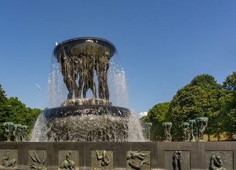 Attractions popular places of Oslo.Frogner Park .The Vigeland Park.