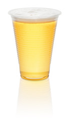 beer in a disposable plastic mug