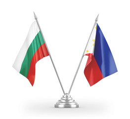 Philippines and Bulgaria table flags isolated on white 3D rendering