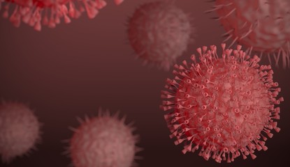 Coronavirus Infection inside human body. Respiratory disease is spreading. Chinese epidemic, infected cells under microscope. 3d illustration. Vaccine development, vaccinations to reduce mortality