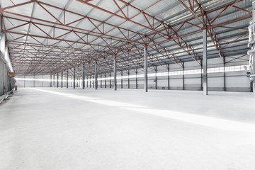 Interior of empty warehouse or garage in white colors