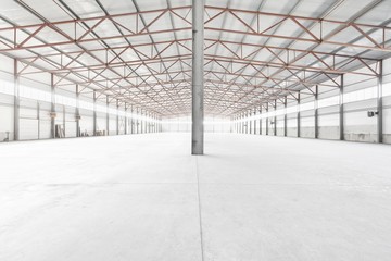 Interior of empty warehouse or garage in white colors