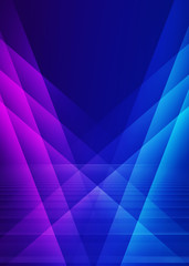 Abstract dark background of empty scene with ultraviolet light. Neon light figures in the center of...