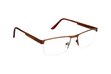 The male half-rim medical eyeglasses isolated on a white background