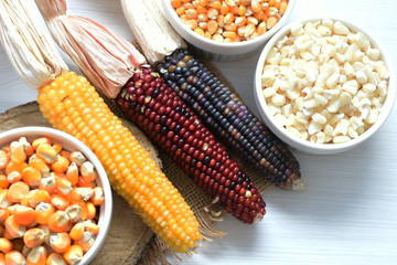 natural corn cob colored and shelled