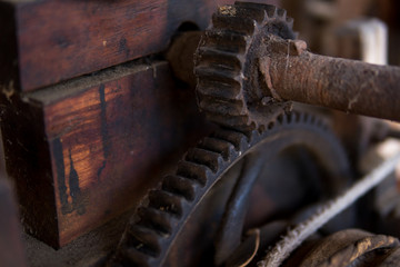 detail of parts of old machine