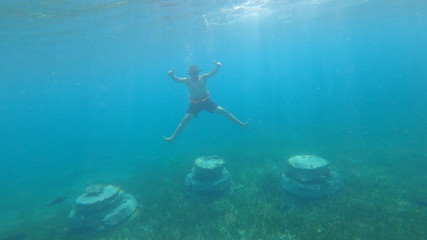 woman snorkeling in the sea