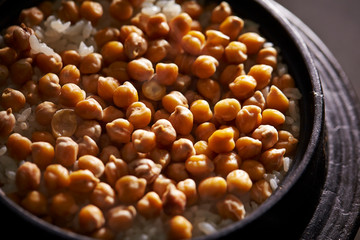 Chick pea on steamed rice 