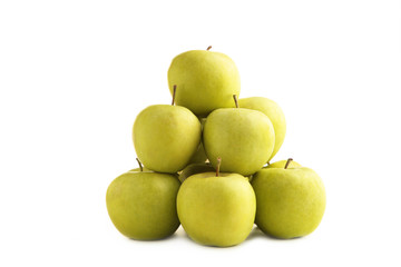Green apples isolated on white background, cutout