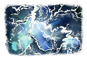 sea wave, watercolor abstraction in blue colors