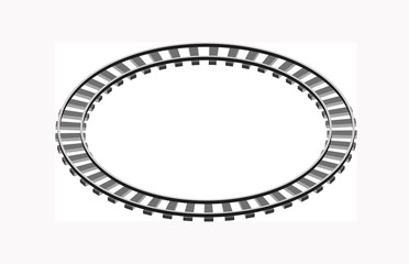 Circle shaped railway railway going forward. 3d illustration on a white
