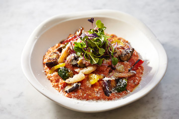 pasta with tomato sauce and vegetables