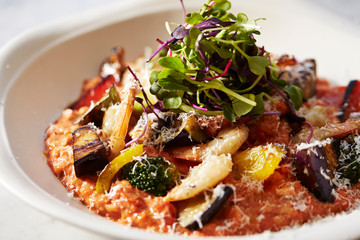 Tomato cream and cheese risotto 