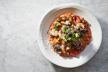 Tomato cream and cheese risotto 