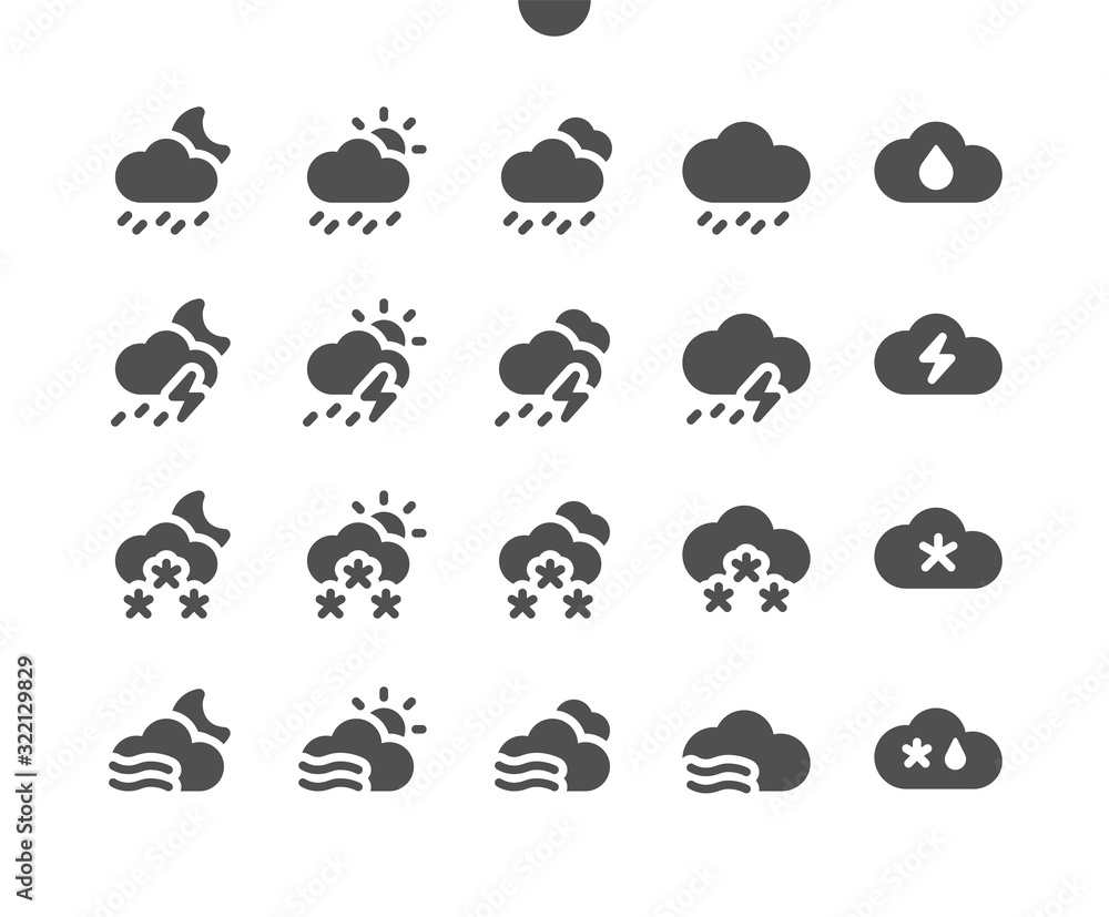 Poster weather v3 ui pixel perfect well-crafted vector solid icons 48x48 ready for 24x24 grid for web graph
