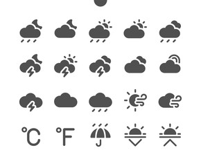 Obraz premium Weather v2 UI Pixel Perfect Well-crafted Vector Solid Icons 48x48 Ready for 24x24 Grid for Web Graphics and Apps. Simple Minimal Pictogram