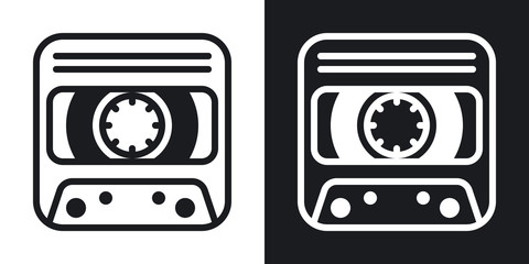 Dictaphone or voice recorder app icon for smartphone, tablet, laptop or other smart device with mobile interface. Minimalistic two-tone version on black and white background