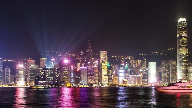Hong Kong Skyline at night, symphony of lights time lapse