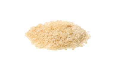 Brown sugar isolated on white background, close up