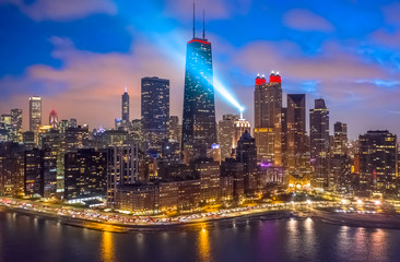 Naklejka premium Chicago panoramę budynków w centrum miasta