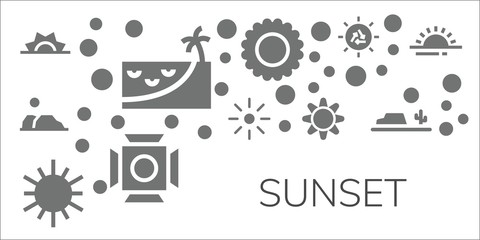 Modern Simple Set of sunset Vector filled Icons