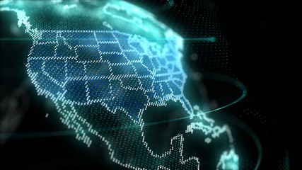 United States Map Hologram Effect, US, America, Digital global map